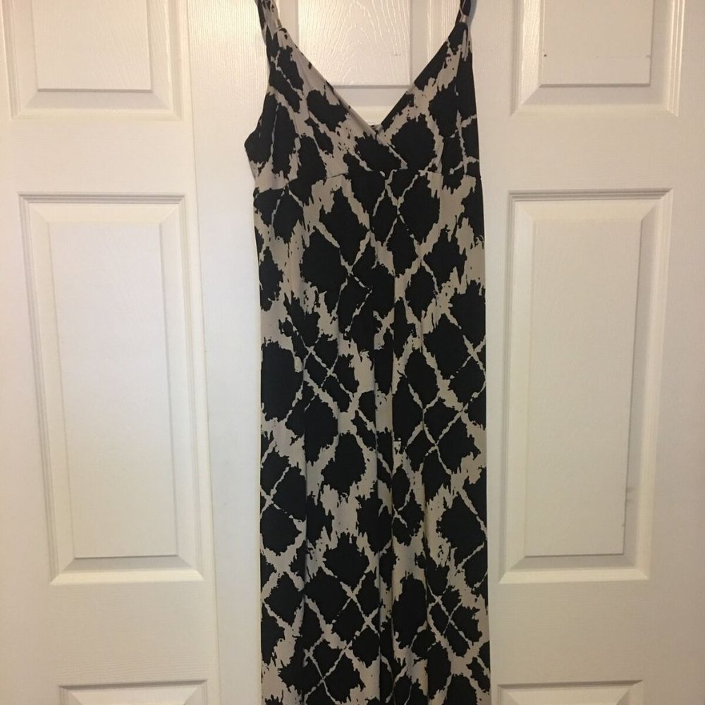 INC Women's Black/ivory no slit dress Maxi Dress M